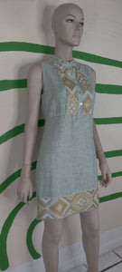 Grecian Green Short Embroidery Dress