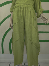 Load image into Gallery viewer, Green Linen with Cotton Patch Pant
