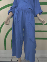 Load image into Gallery viewer, Blue Linen with Cotton Patch Pant
