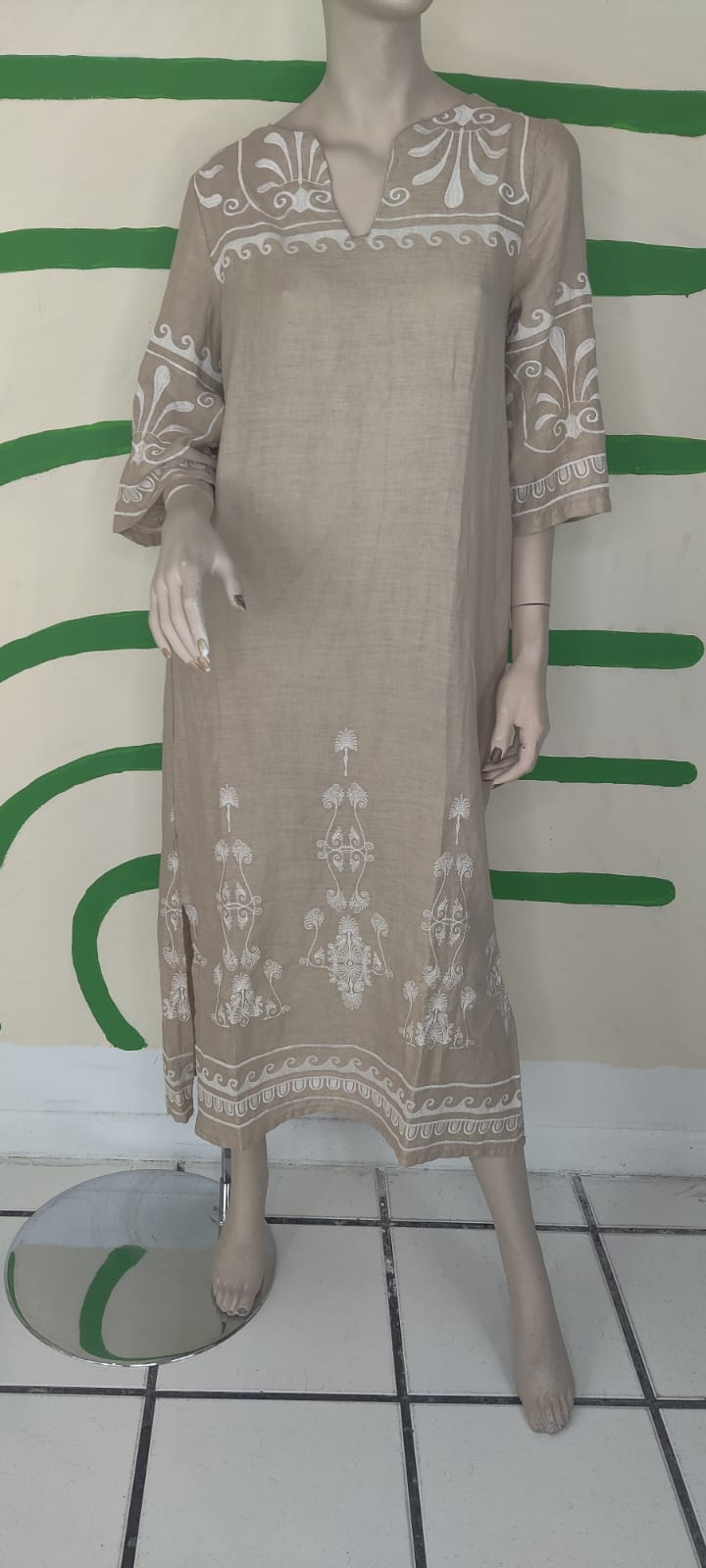 Natural/White Embroidery Dress