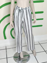 Load image into Gallery viewer, Adjustable waist Grey/White Stripe Pant
